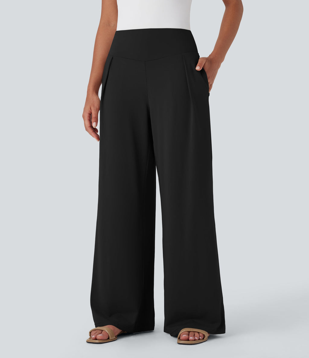 High Waisted Wide Leg Casual Pants with Pockets