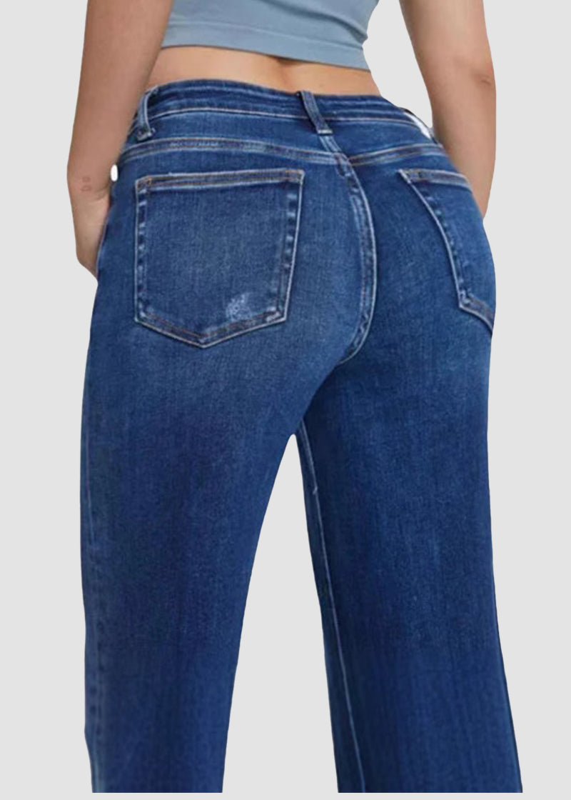Mid-Low Rise Stretch Baggy Wide-Leg Jeans
