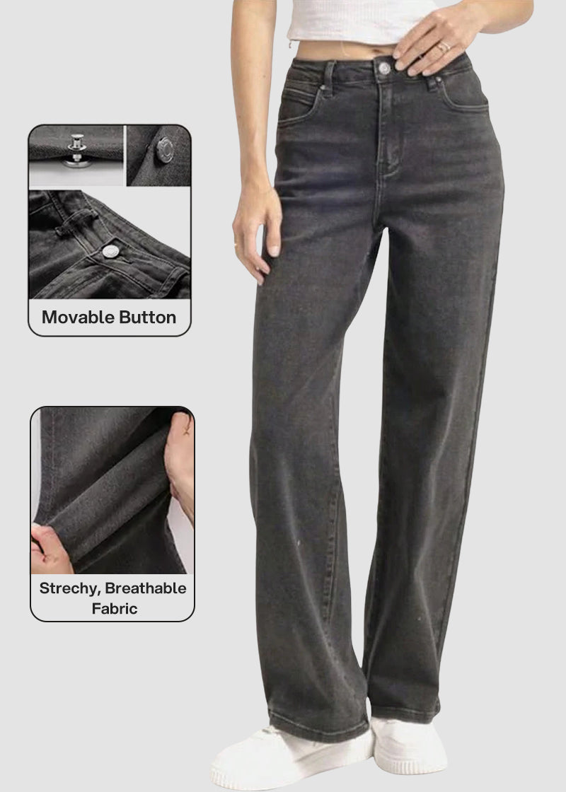 Women’s Minimalist High-Waist Stretch Wide-Leg Jeans