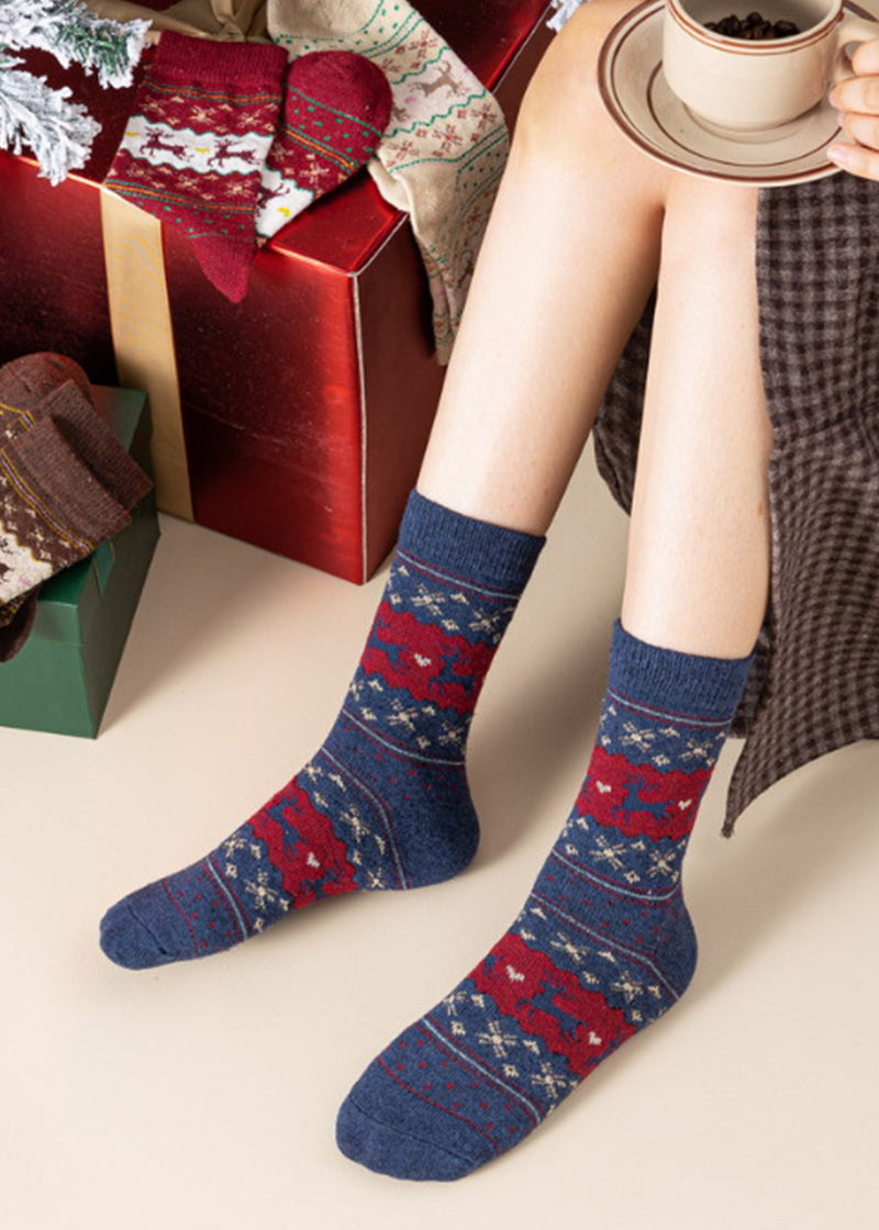 Cozy Christmas Wool Crew Socks - 5 Pairs