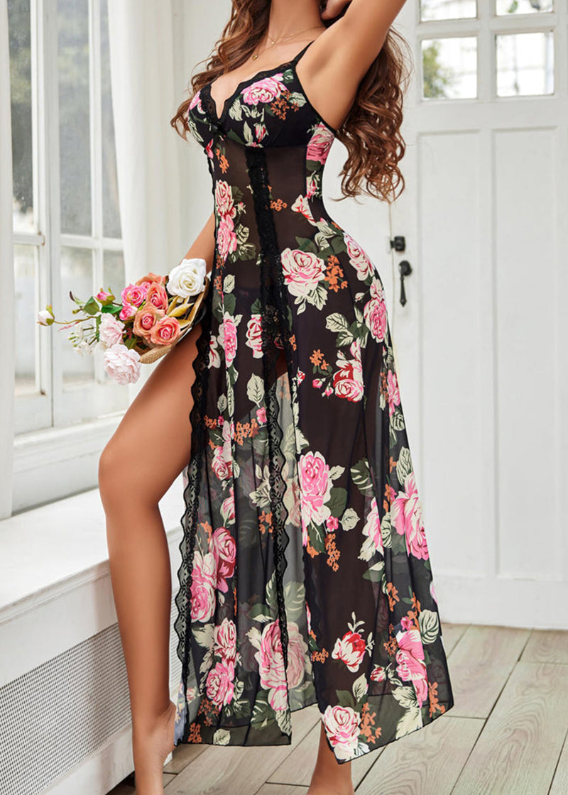 LilyLove® Sexy Mesh V Neck Side Split Nightdress
