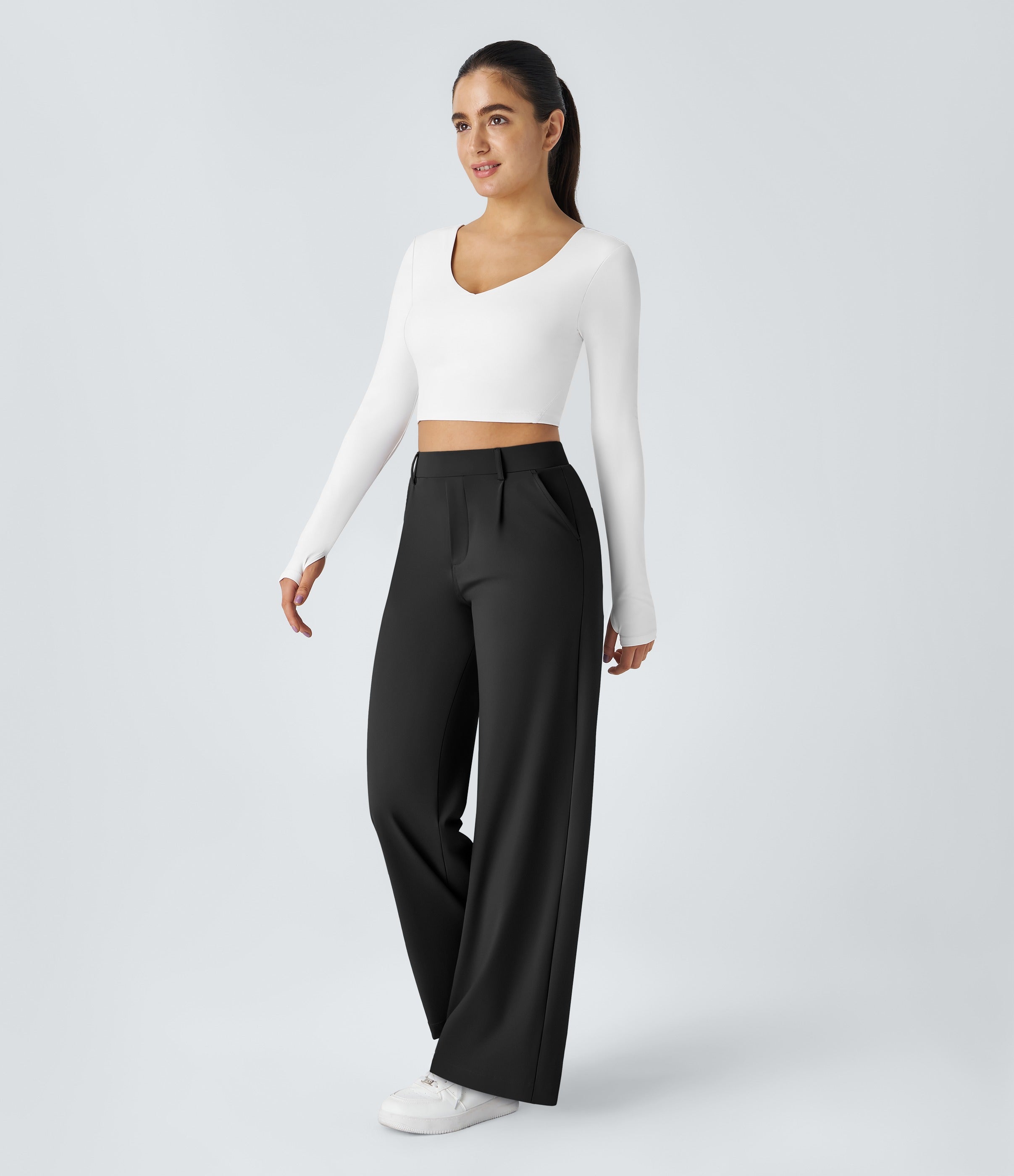 2026🔥 FlexTM High Waisted Pocket Straight Leg Work Pants