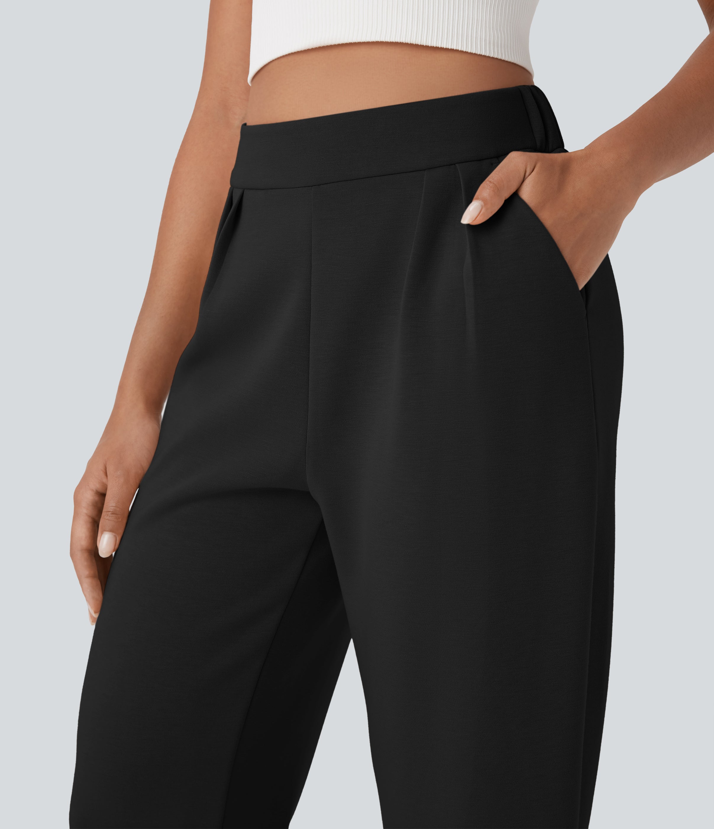 High Waisted Barrel Leg Casual Pants with Pockets