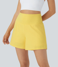 2026🔥UK Super High Waisted Back Pocket & Side Hidden Pocket 2-in-1 Yoga Shorts-Yellow