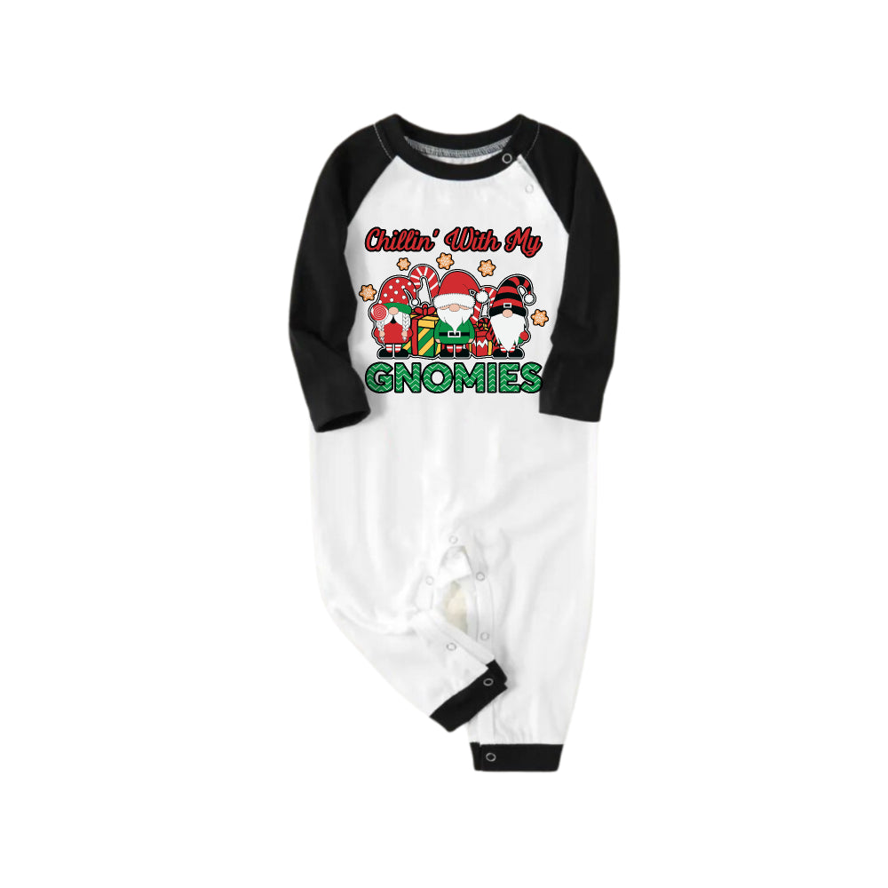 Black Raglan Top Green Plaid Christmas Pajamas Set With Cute Gnome and Holiday Text
