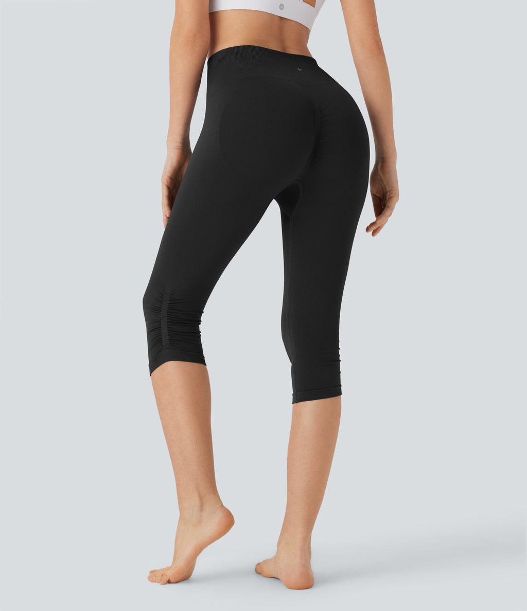 Seamless Flow High Waisted Scrunch Yoga Pedal Pusher Leggings