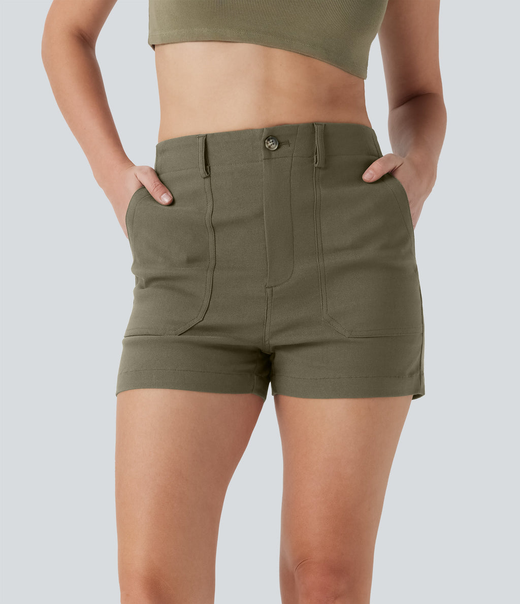 High Waisted Casual Shorts with Pockets