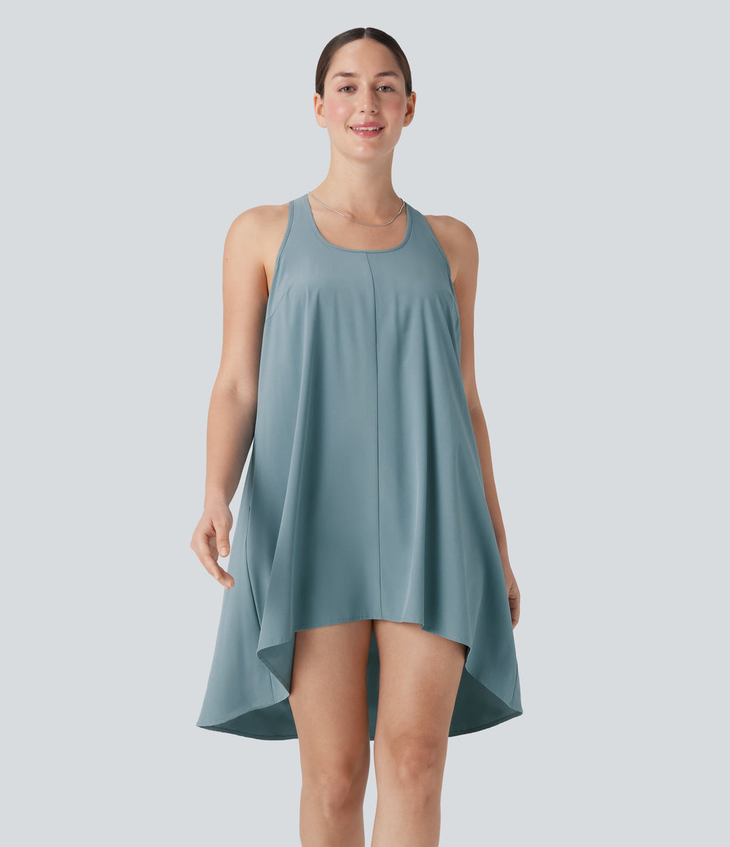 BreezefulTM RacerPocket High Low Flowy Mini Quick Dry Casual Dress-D/DD/DDD/F Cups
