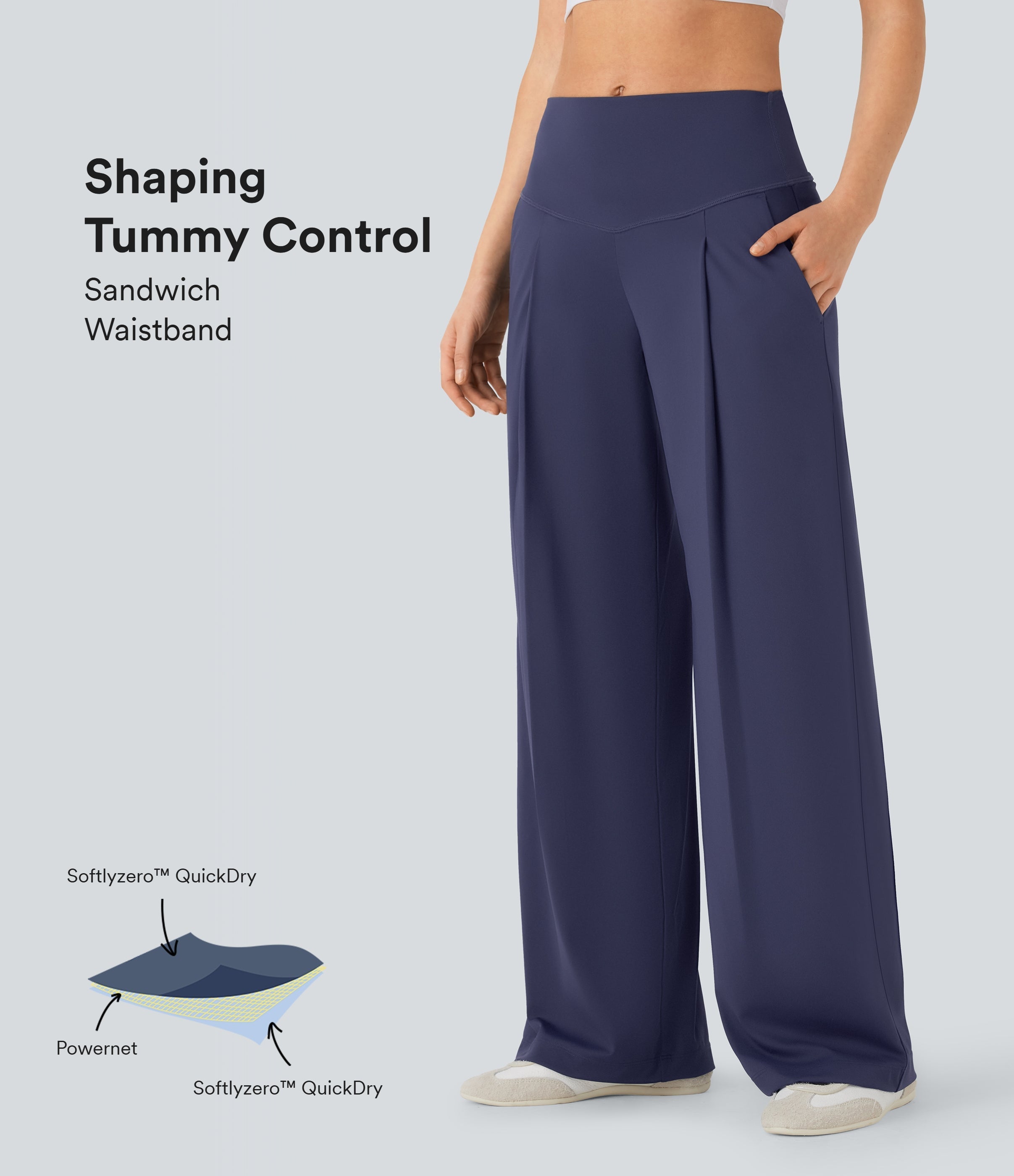 SoftlyZeroTM QuickDry SoCinched High Waisted Tummy Control Yoga Straight Leg Pants with Pockets