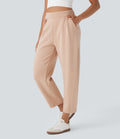 High Waisted Barrel Leg Casual Pants with Pockets