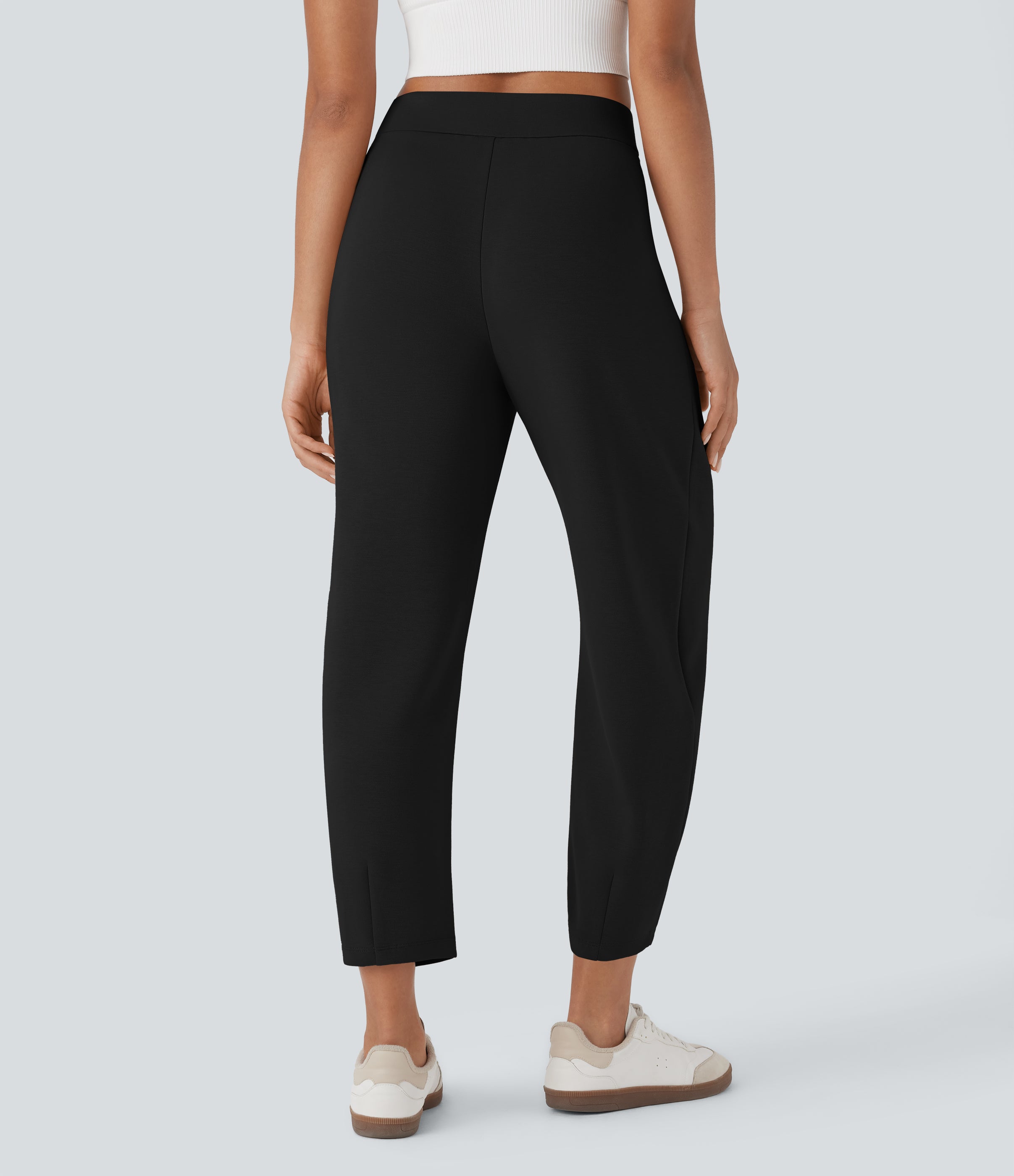 High Waisted Barrel Leg Casual Pants with Pockets