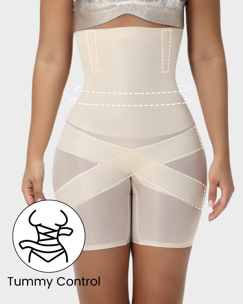 CrossSculpt High Waist Tummy Control Shaping Shorts