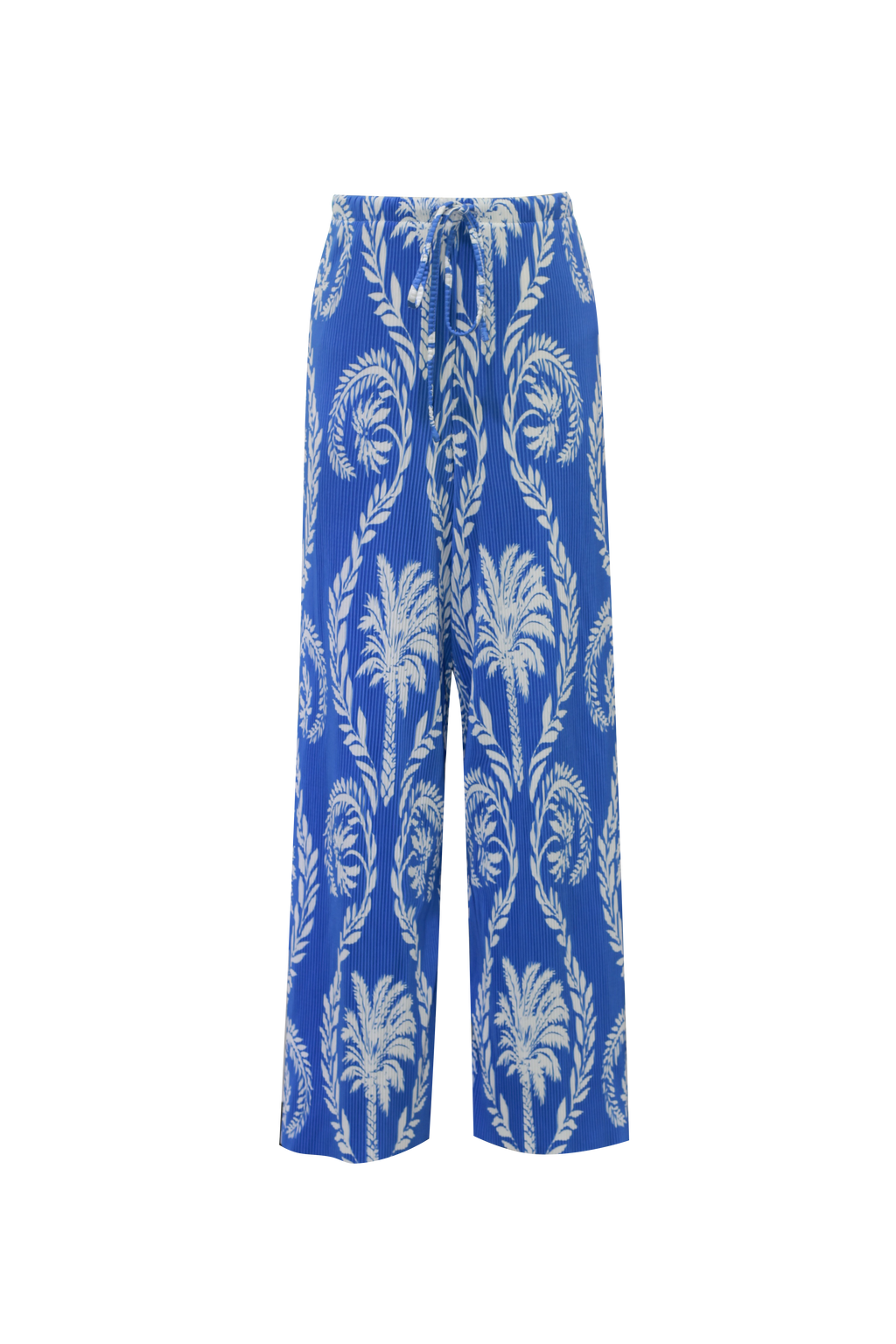 Blue Tropical Palm Leaf Patterns Vest Top & Pleated Pants
