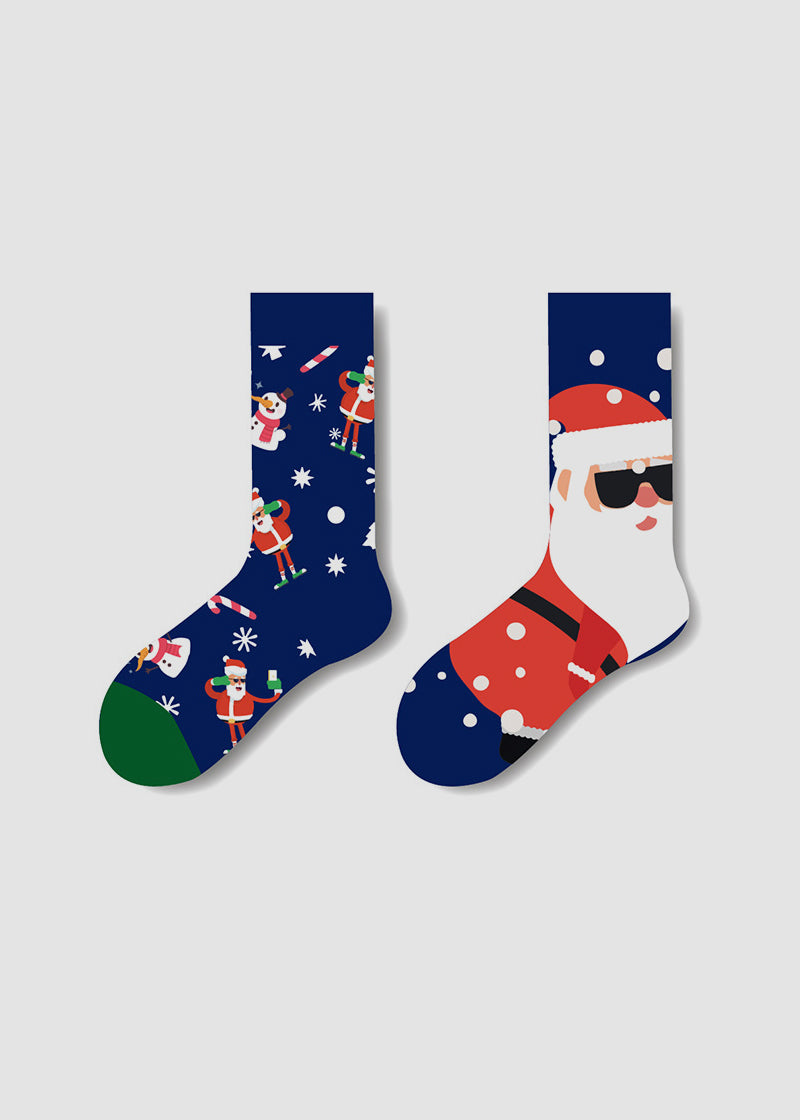 Festive Mismatched Christmas Crew Socks - 4 Pairs
