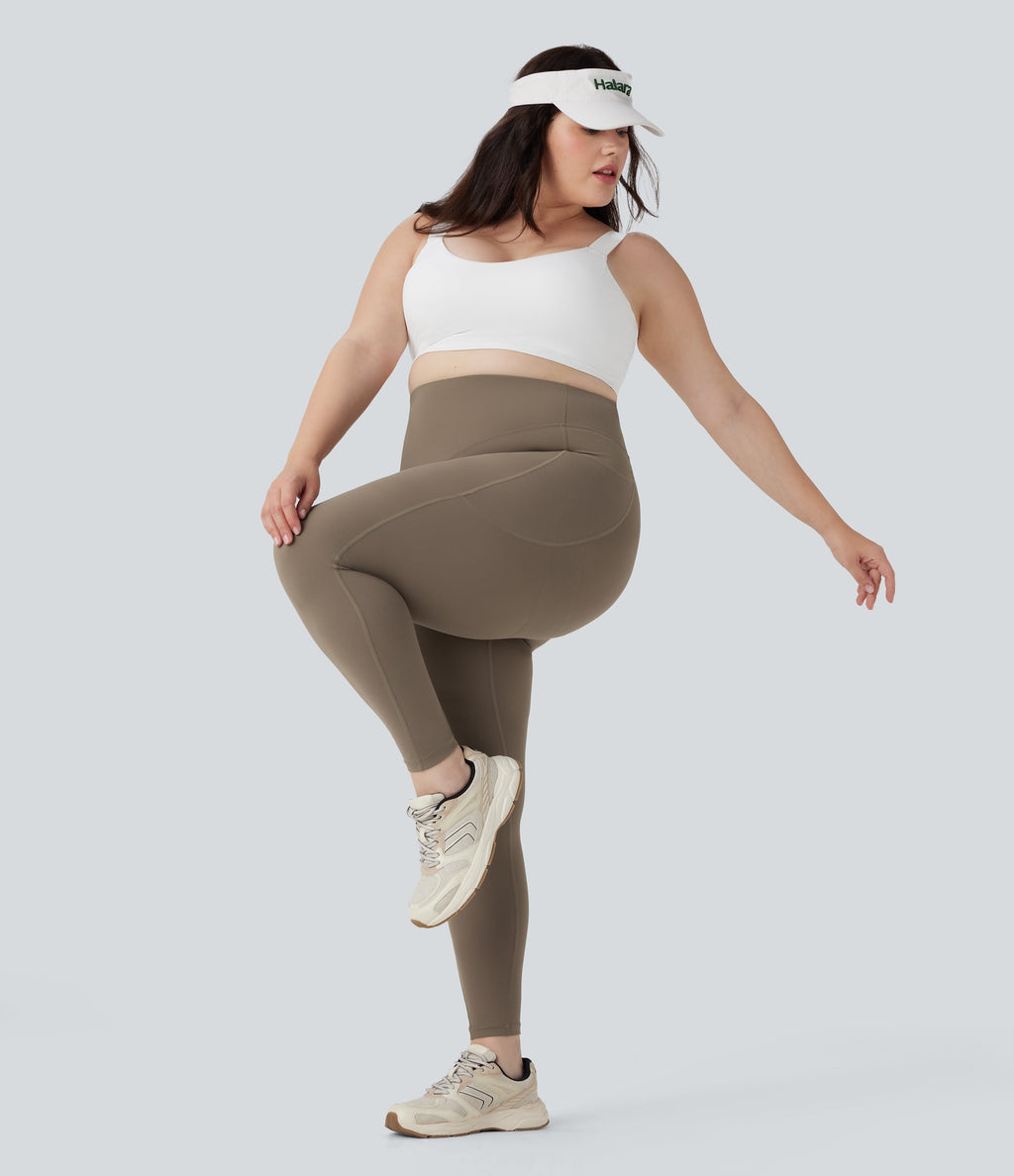 Plus Size UltraSculptTM SoCinched High Waisted Butt Lifting Tummy Control Shaping Training Leggings with Pockets
