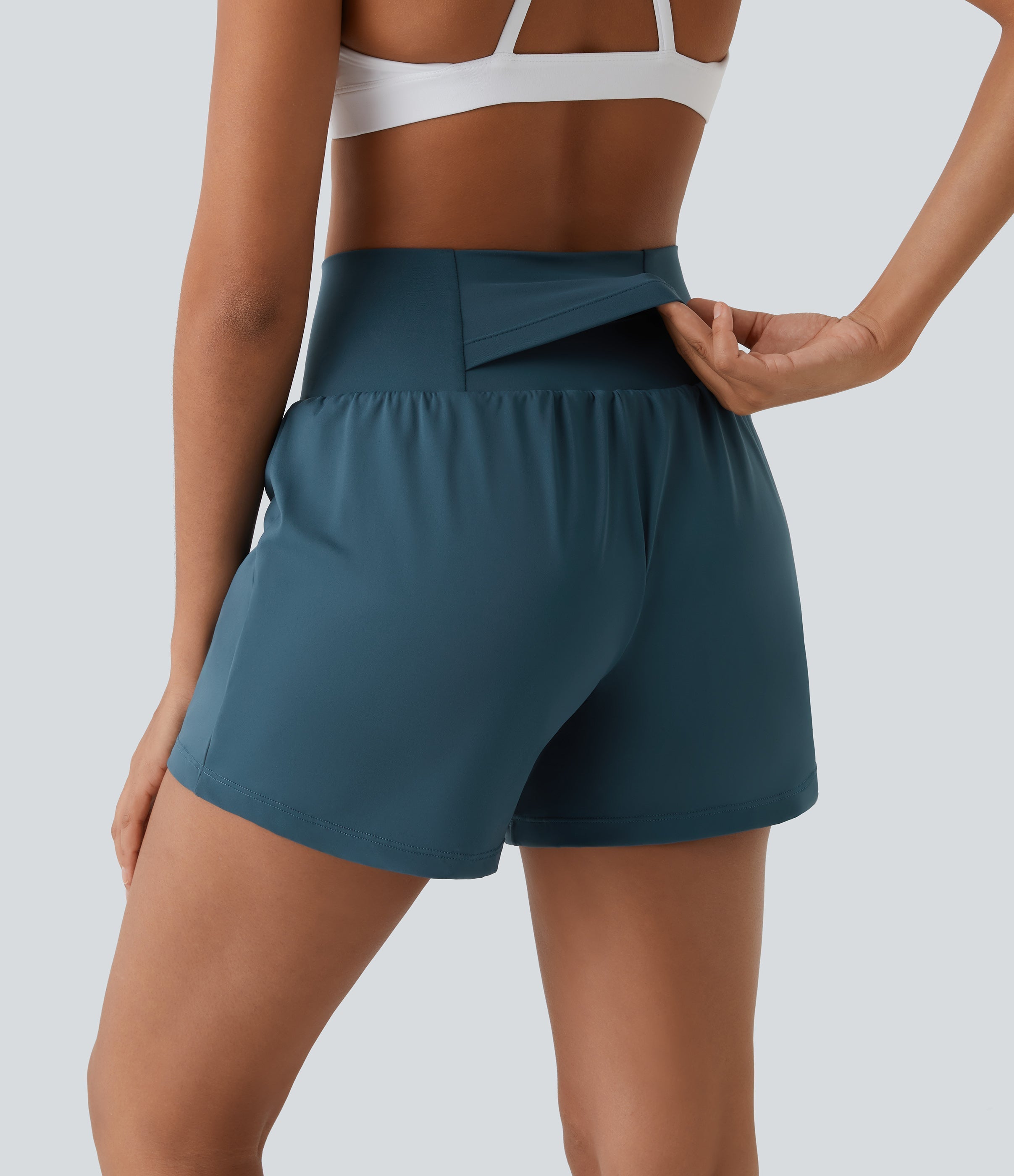2026🔥UK Super High Waisted Back Pocket & Side Hidden Pocket 2-in-1 Yoga Shorts