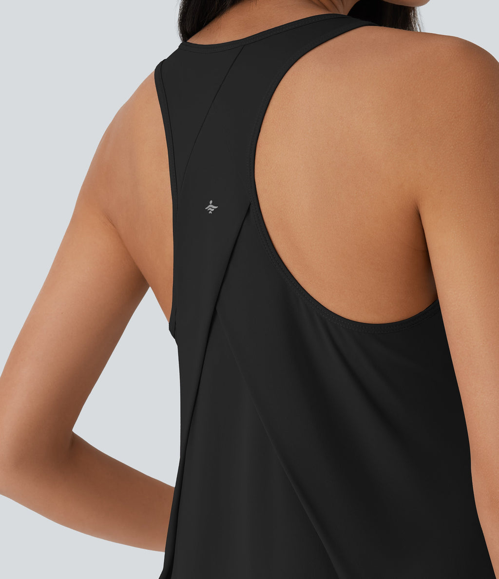 Round Neck High Low Cool Touch Quick Dry Running Tank Top