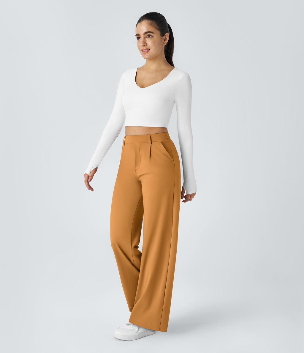 2026🔥 FlexTM High Waisted Pocket Straight Leg Work Pants