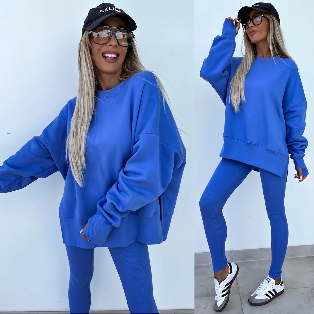 2025 New Suits Casual Loose Tops Leggings 2-piece Set Women's Sweatshirt Autumn And Winter Suits Fashionable Women