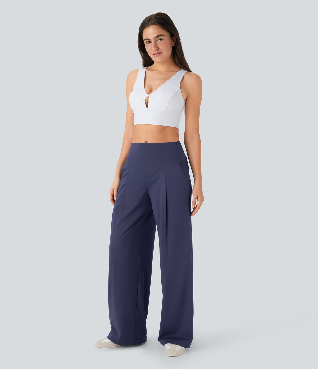SoftlyZeroTM QuickDry SoCinched High Waisted Tummy Control Yoga Straight Leg Pants with Pockets