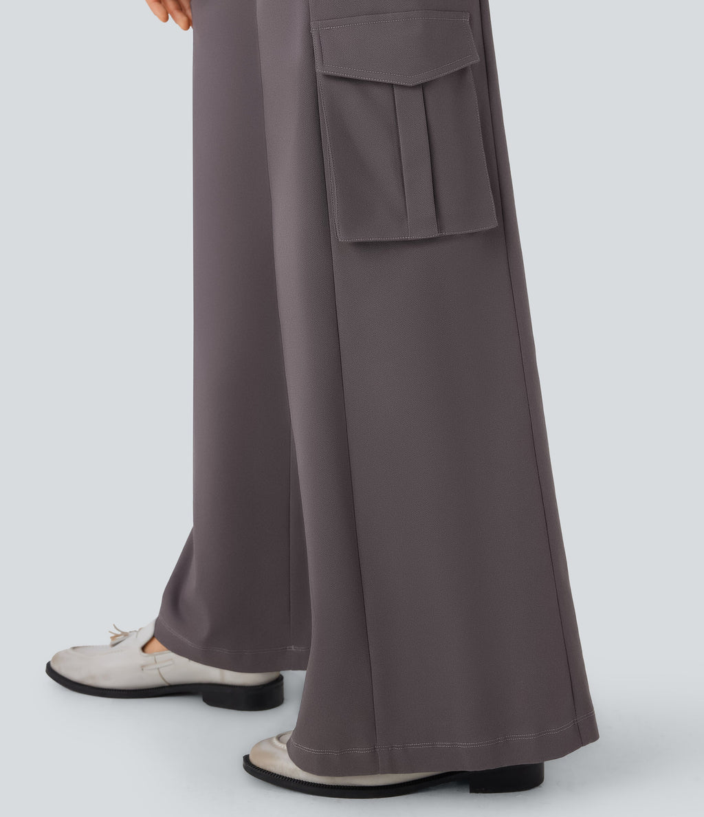 Low Rise Wide Leg Casual Cargo Pants with Pockets