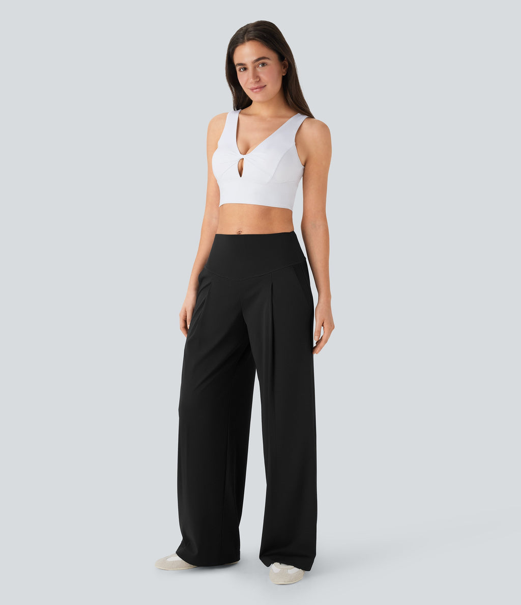 SoftlyZeroTM QuickDry SoCinched High Waisted Tummy Control Yoga Straight Leg Pants with Pockets