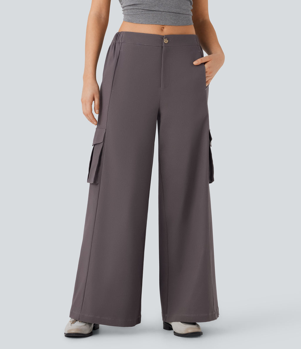Low Rise Wide Leg Casual Cargo Pants with Pockets