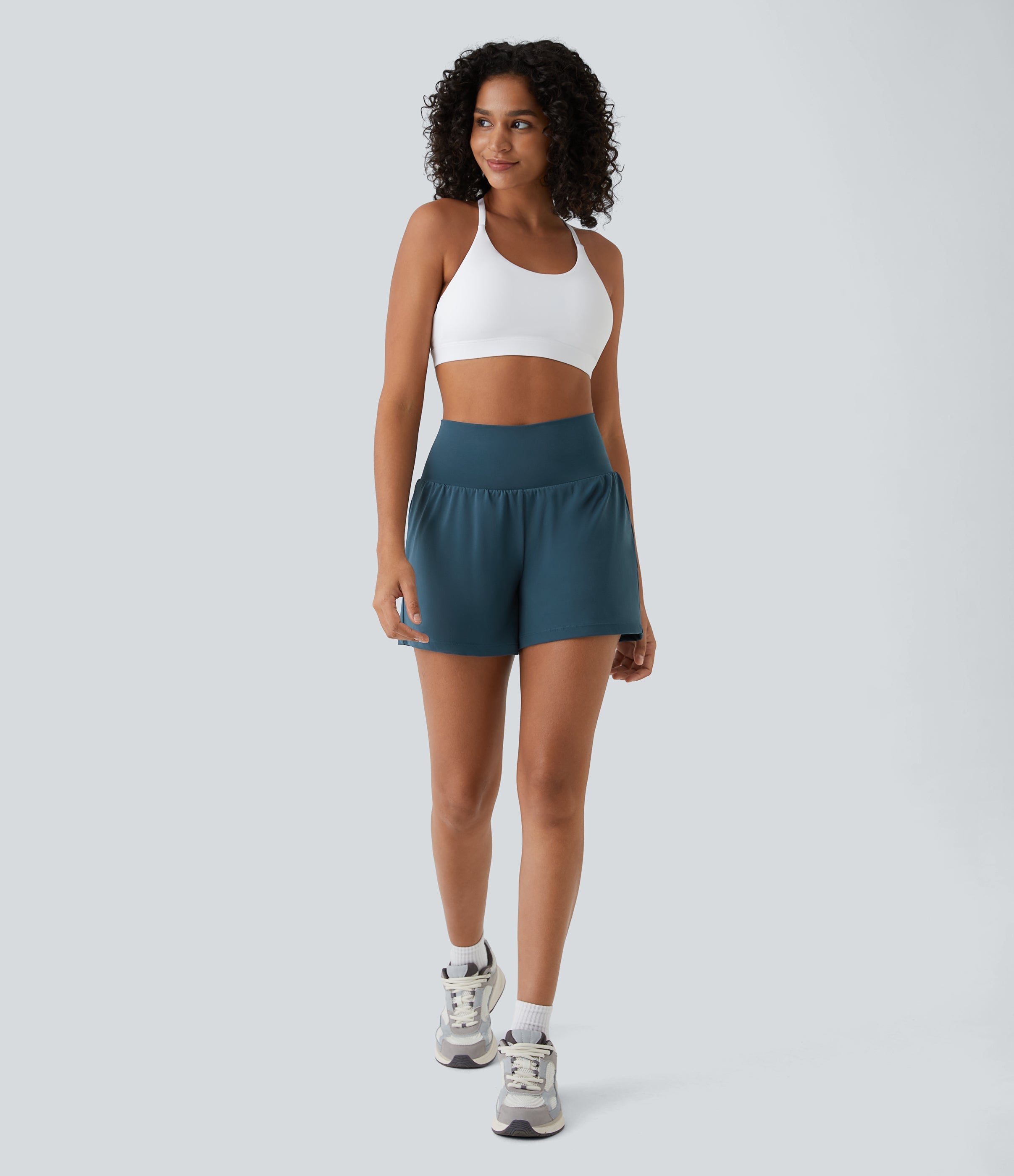 2026🔥UK Super High Waisted Back Pocket & Side Hidden Pocket 2-in-1 Yoga Shorts
