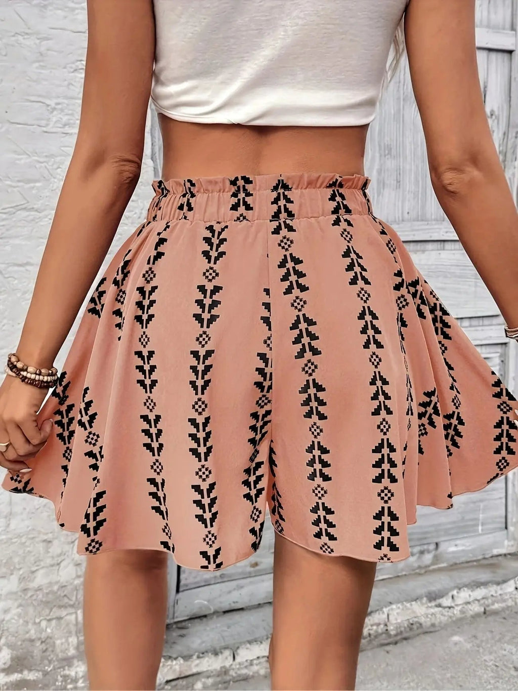 Women's All Over Print Knot Front Shorts, Graphic Print Shorts, Casual Fashionable Shorts for Summer, Women's Bottoms for Daily Wear