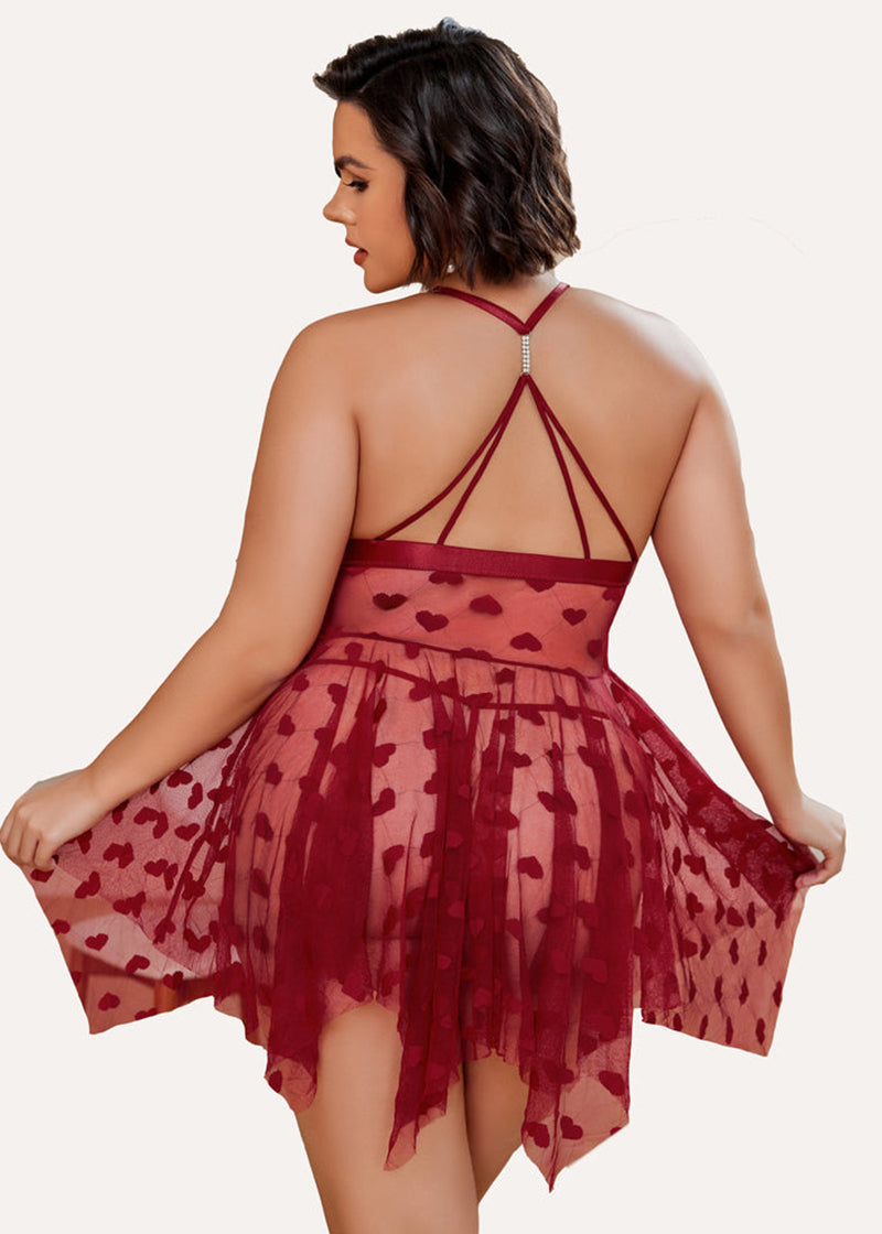 Plus Size Lace Nightdress with Front Slit