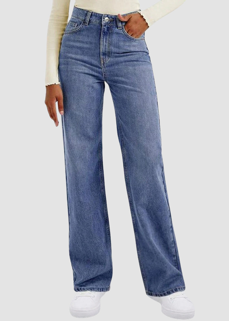 Women’s Minimalist High-Waist Stretch Wide-Leg Jeans