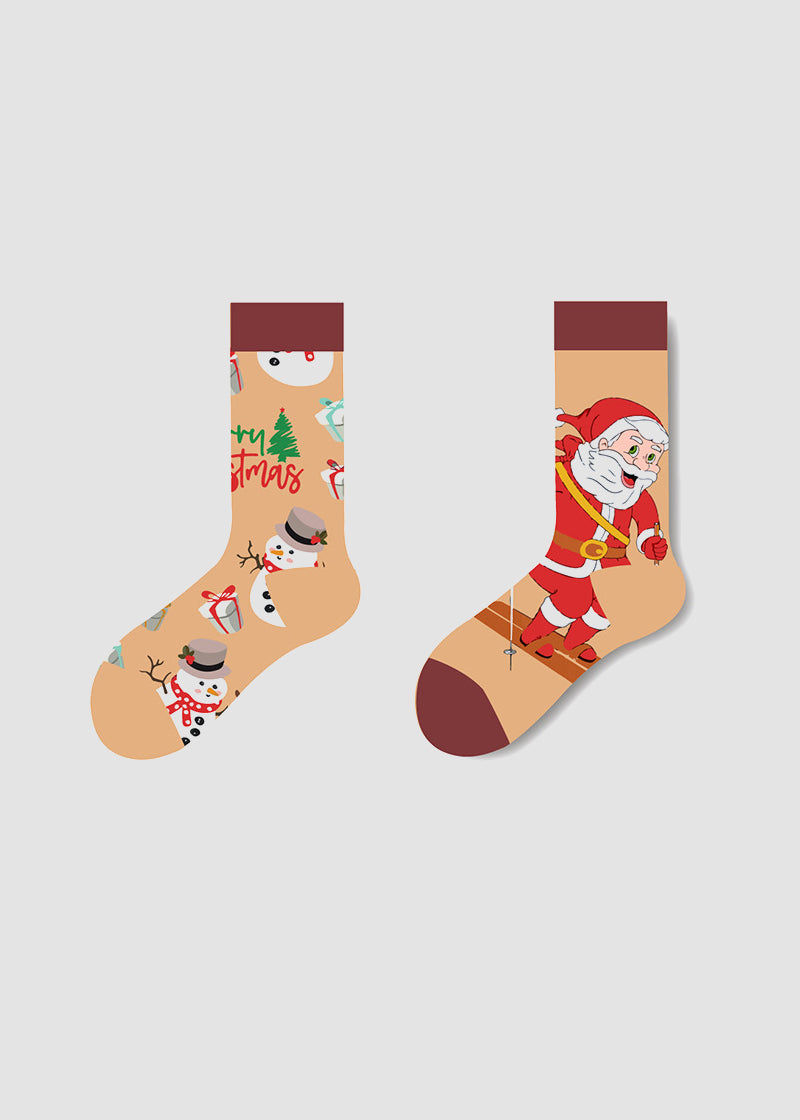 Festive Mismatched Christmas Crew Socks - 4 Pairs