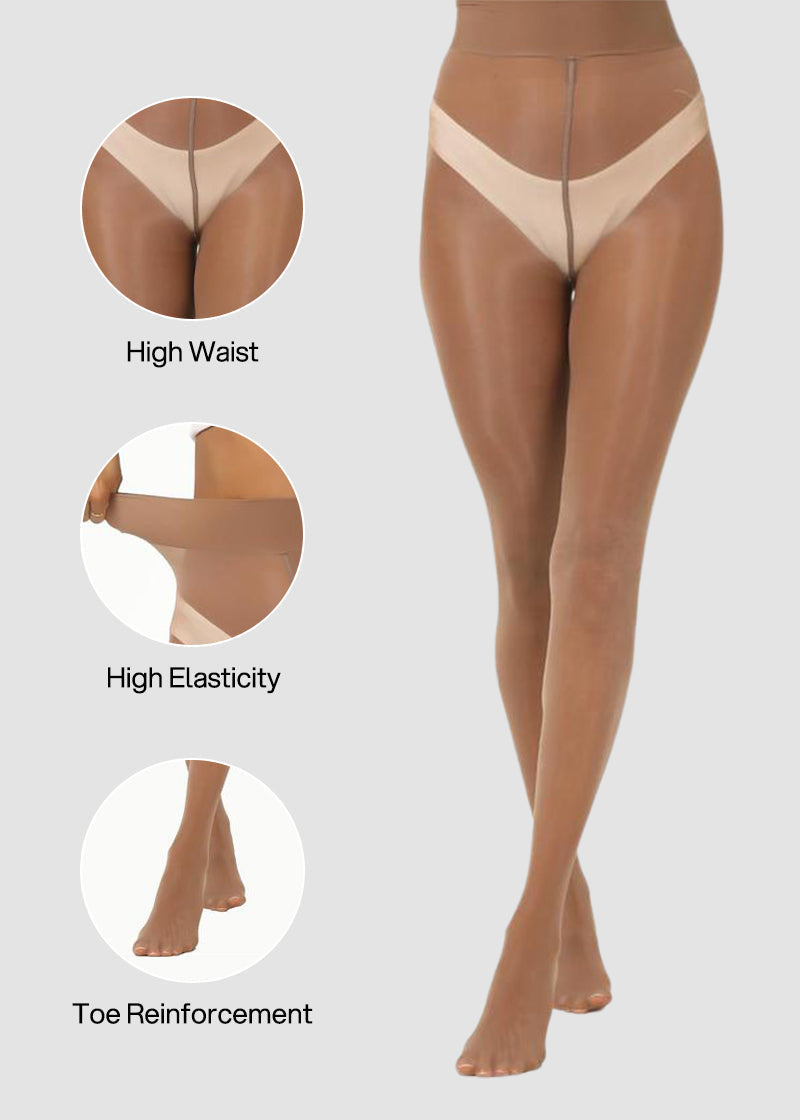 High-Waist Shiny Sheer Tights for Women