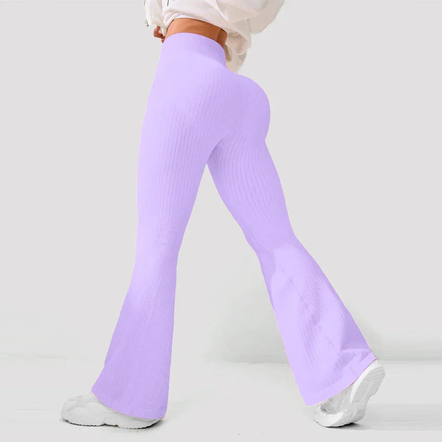 Breathable Flared Trousers Yoga-to-Street Chic Athleisure Fitness Pants Trendy Women's High-Waisted Yoga Gym Wear 4-Way Stretch