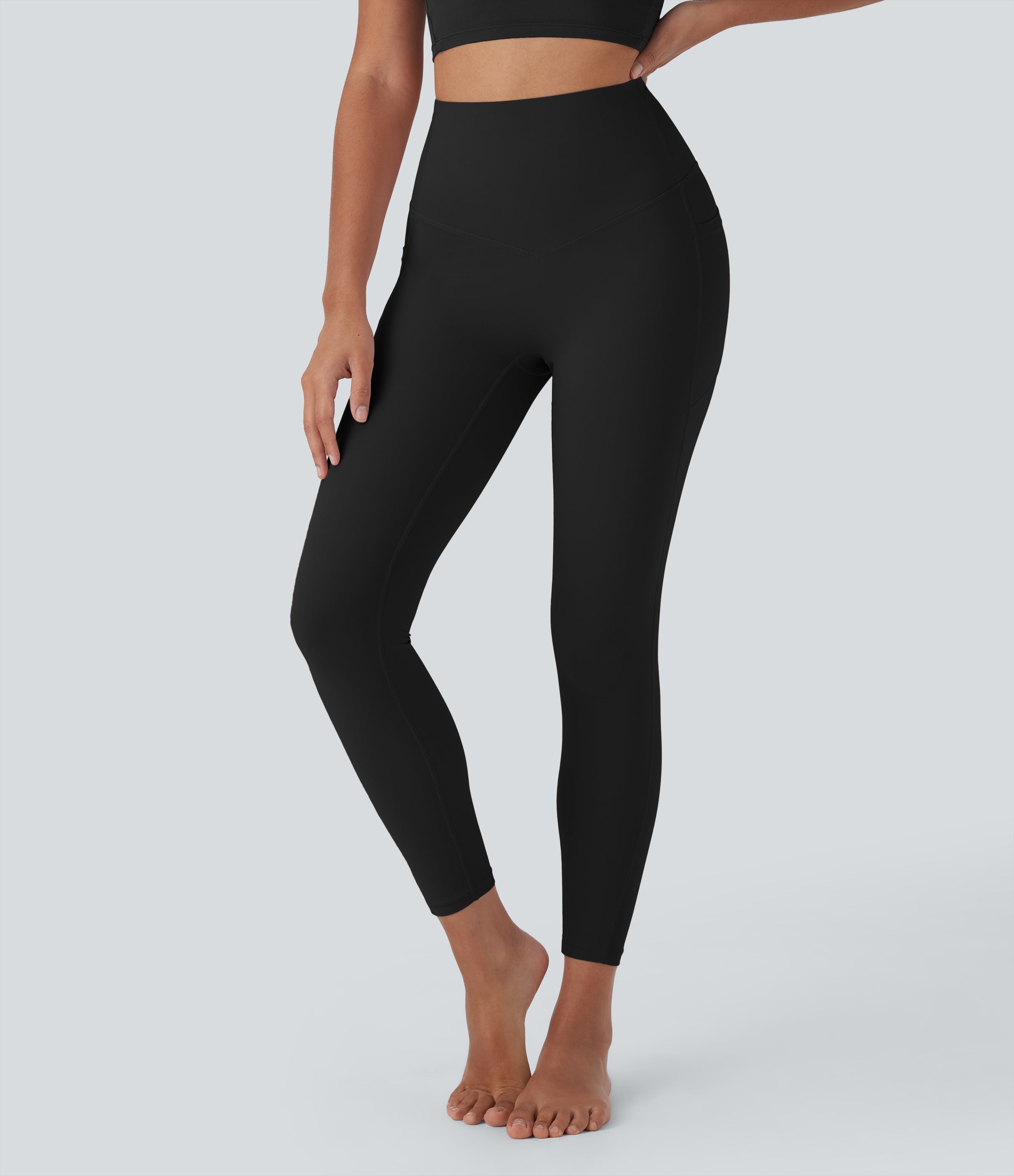 UltraSculptTM Cool Quick Dry SoCinched High Waisted Tummy Control Shaping Yoga Leggings with Pockets-UPF50+
