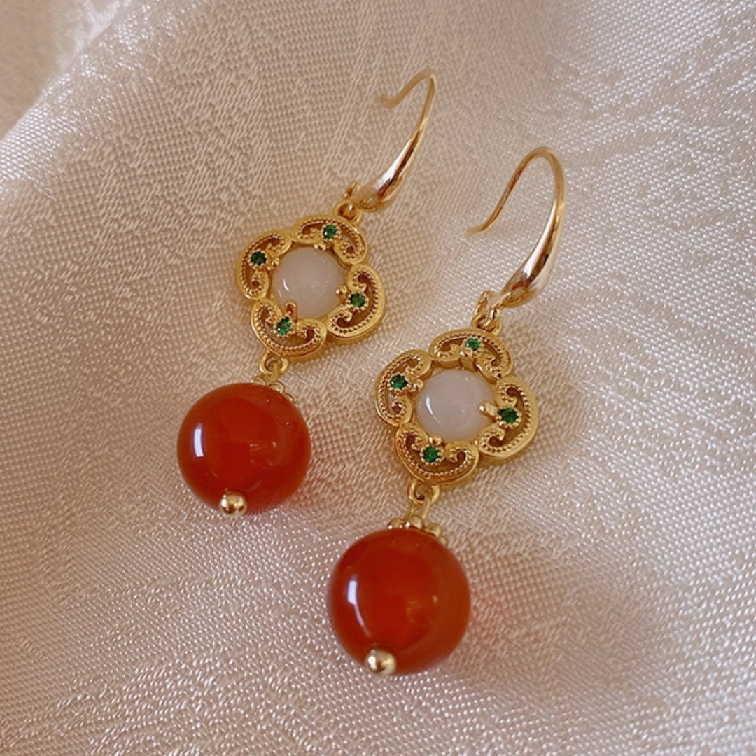 New Chinese-style Traditional Red Bead Earrings
