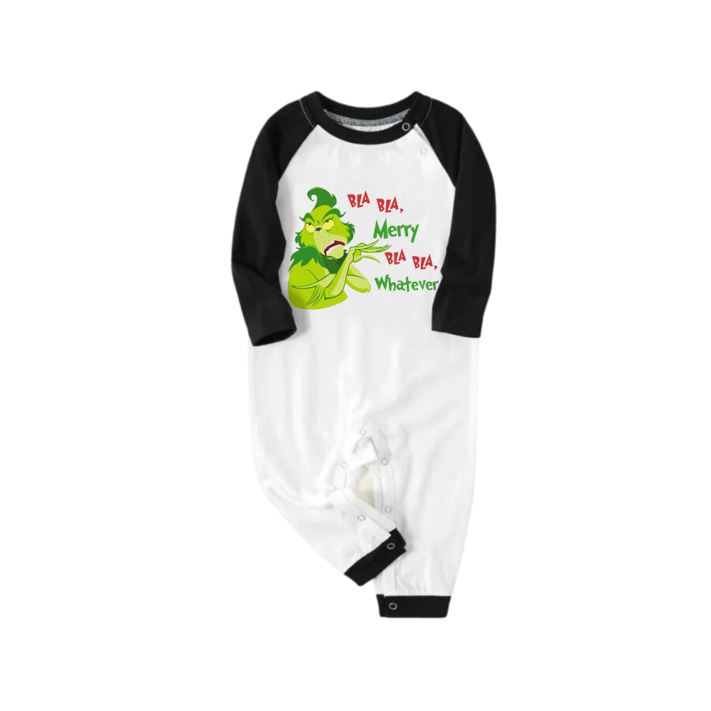 Black Raglan Top Green Plaid Christmas Pajamas Set With Funny Grinch and Holiday Text