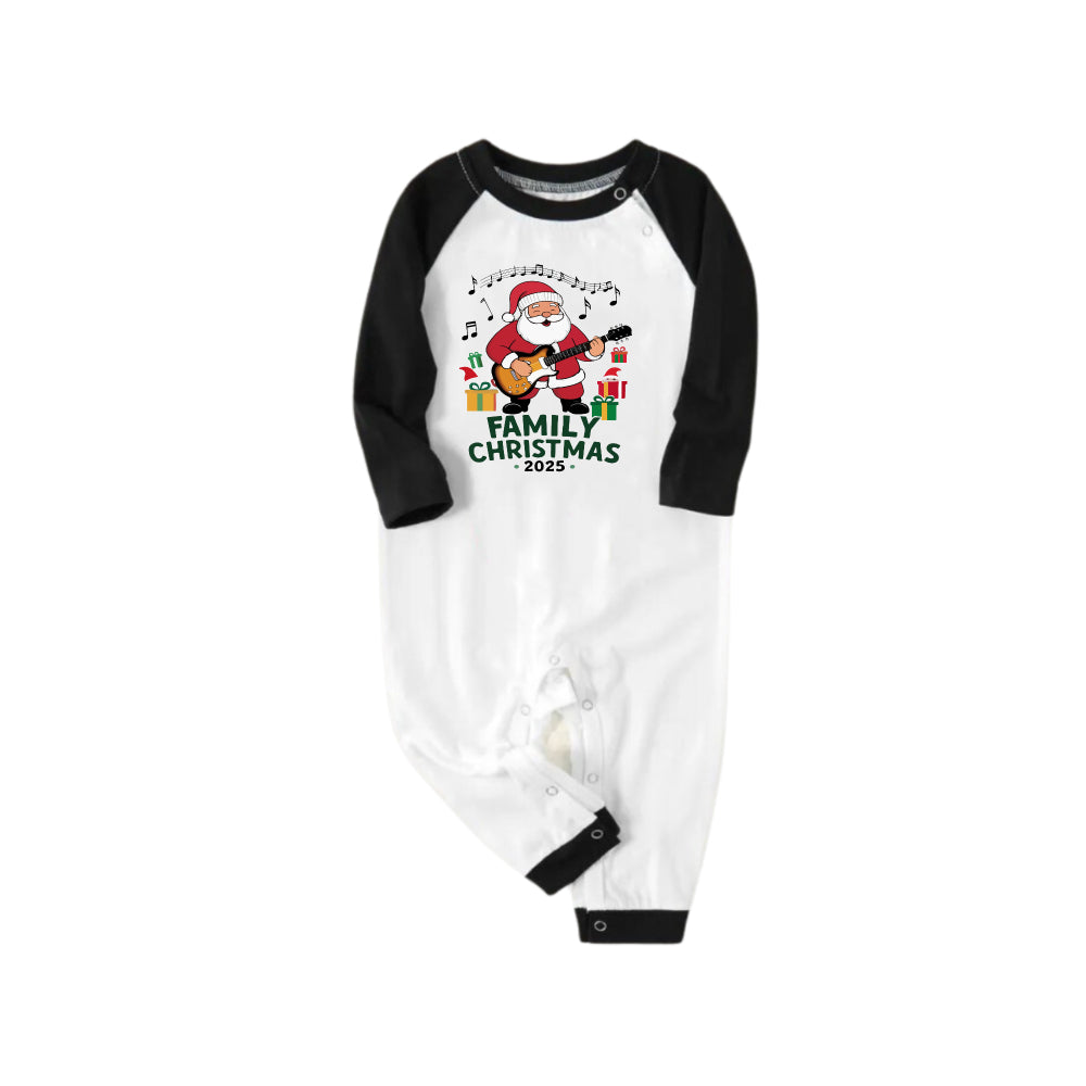 Black Raglan Top Green Plaid Christmas Pajamas Set With "Merry Christmas 2025" and Santa Claus Print