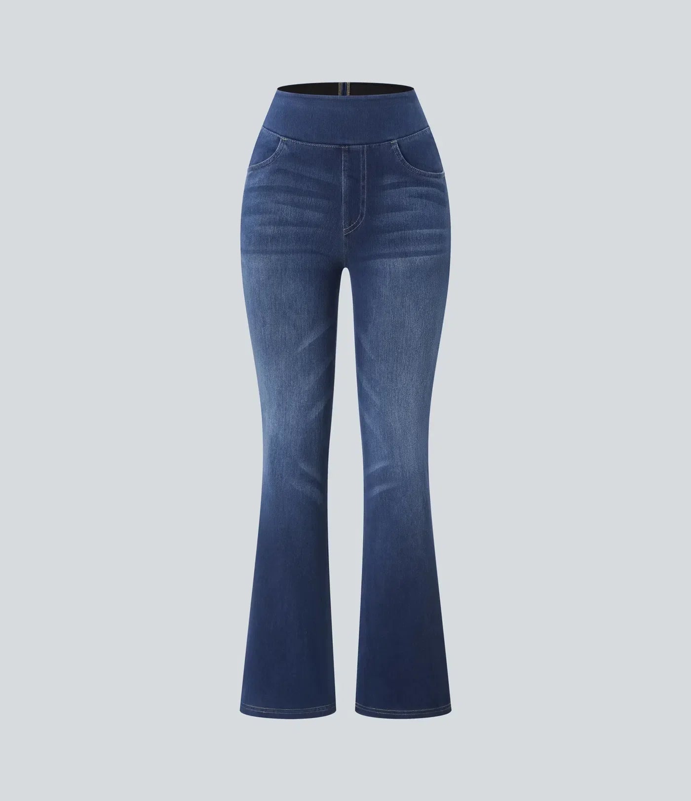 2026🔥FlexTM High Waisted Multiple Pockets Washed Stretchy Knit Casual Bootcut Jeans