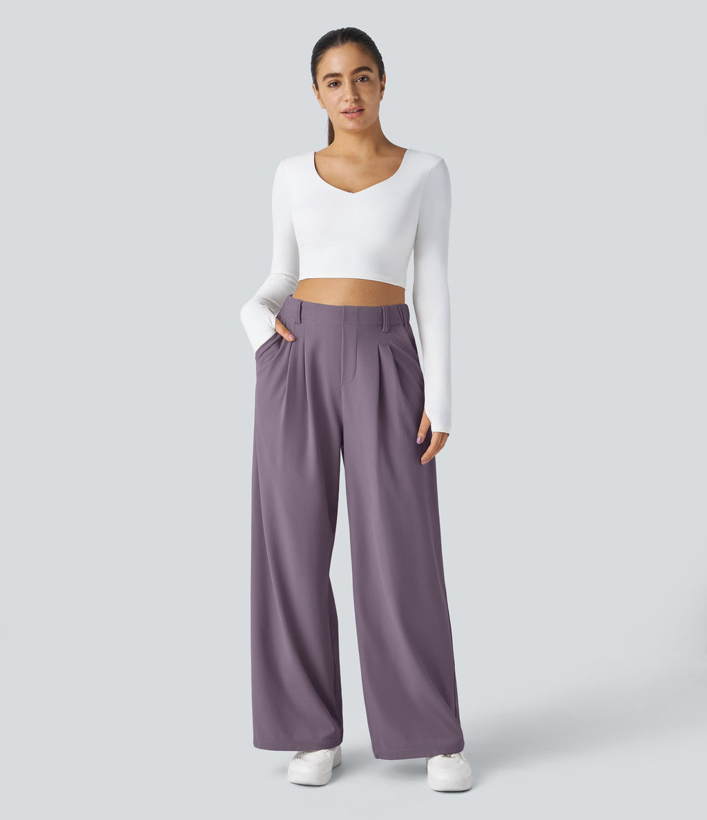 2026🔥 FlexTM High Waisted Pocket Straight Leg Work Pants