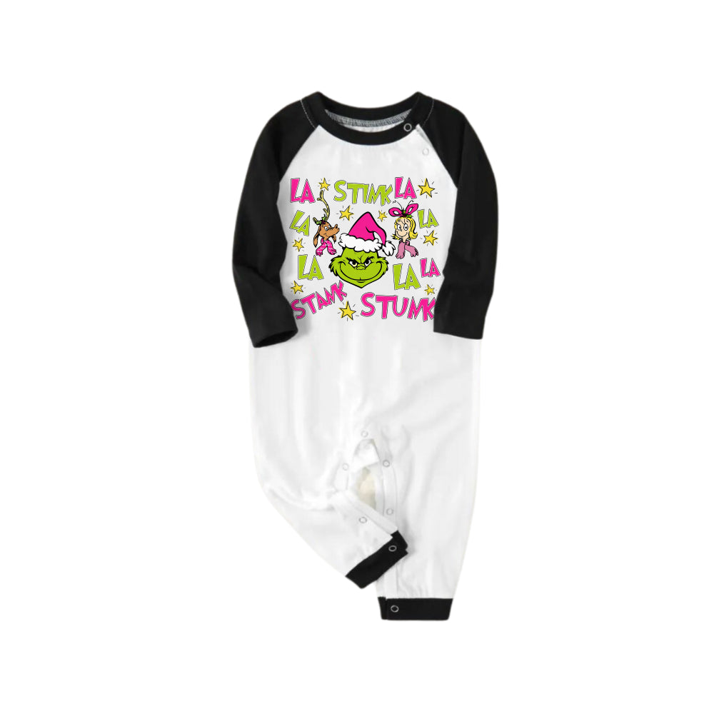 Black Raglan Top Green Plaid Christmas Pajamas Set With Grinch and Holiday Text Print