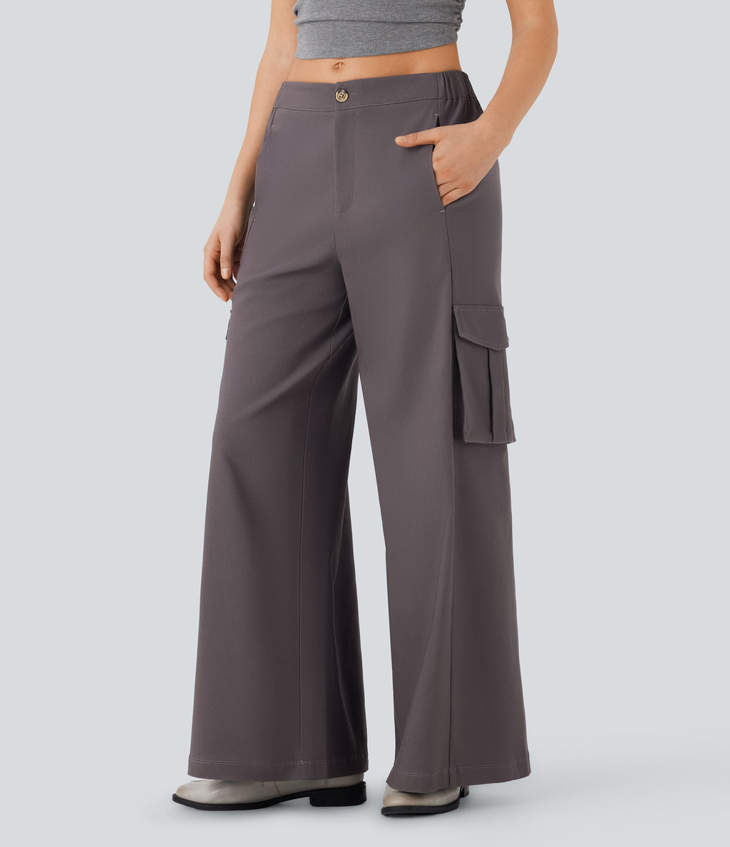 Low Rise Wide Leg Casual Cargo Pants with Pockets
