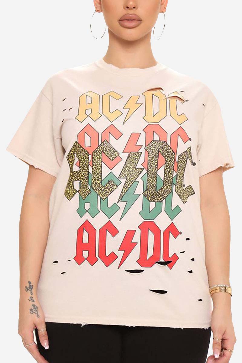 Letter Print Hollow Out Round Neck Short Sleeve Casual T-shirt