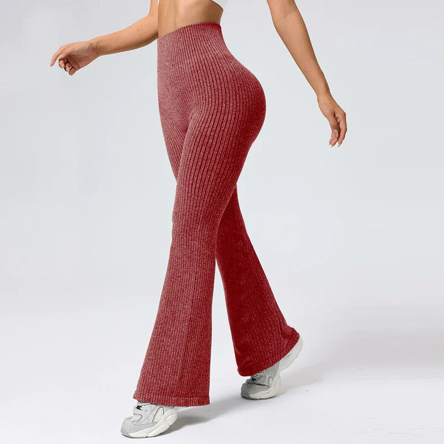 Breathable Flared Trousers Yoga-to-Street Chic Athleisure Fitness Pants Trendy Women's High-Waisted Yoga Gym Wear 4-Way Stretch
