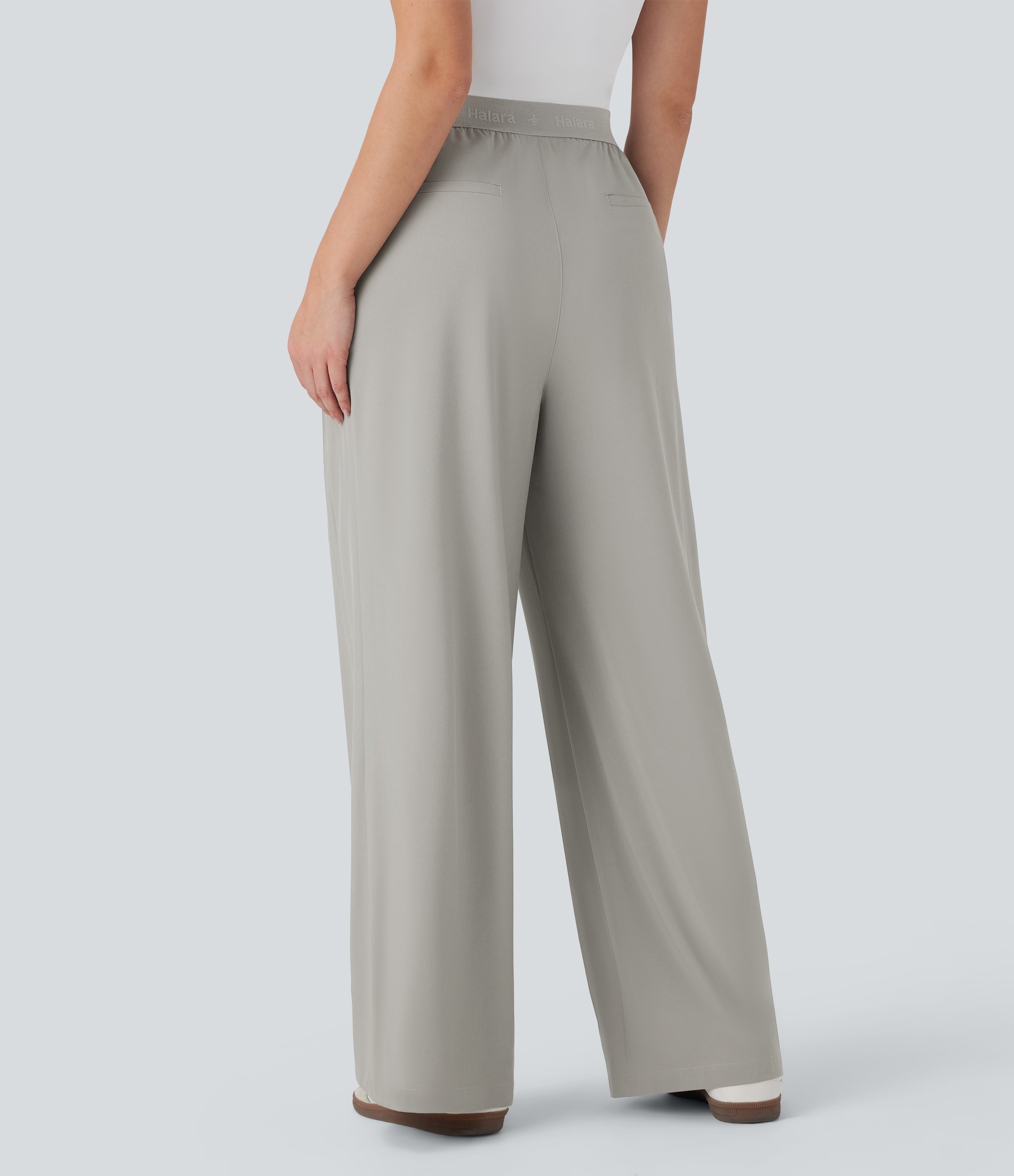 BreezefulTM High Waisted Wide Leg Quick Dry Work Pants with Pockets
