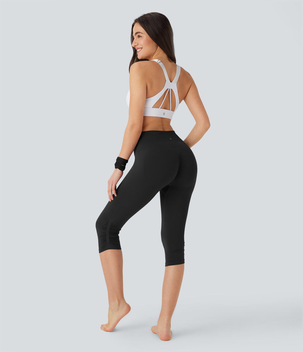 Seamless Flow High Waisted Scrunch Yoga Pedal Pusher Leggings