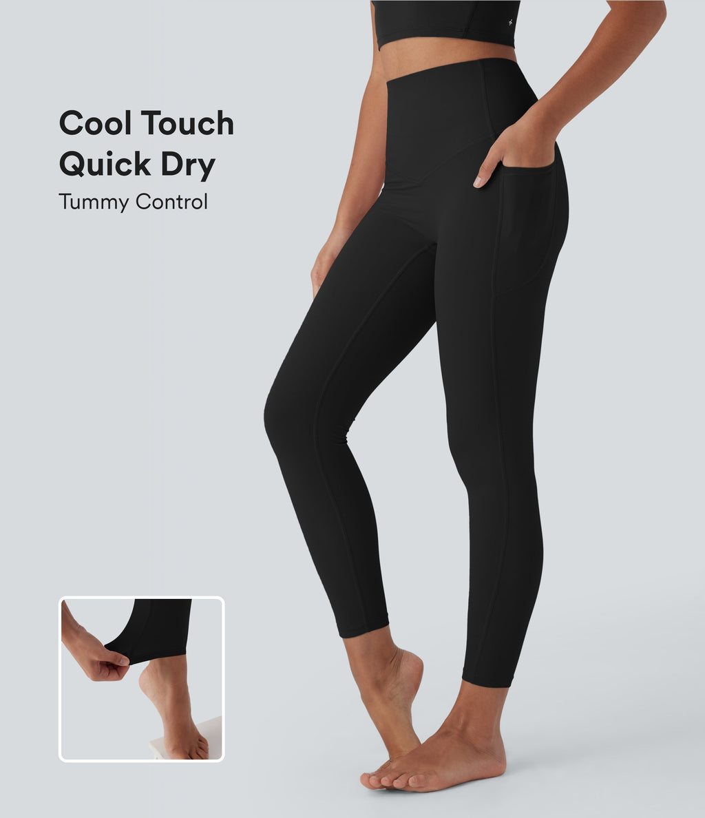 UltraSculptTM Cool Quick Dry SoCinched High Waisted Tummy Control Shaping Yoga Leggings with Pockets-UPF50+