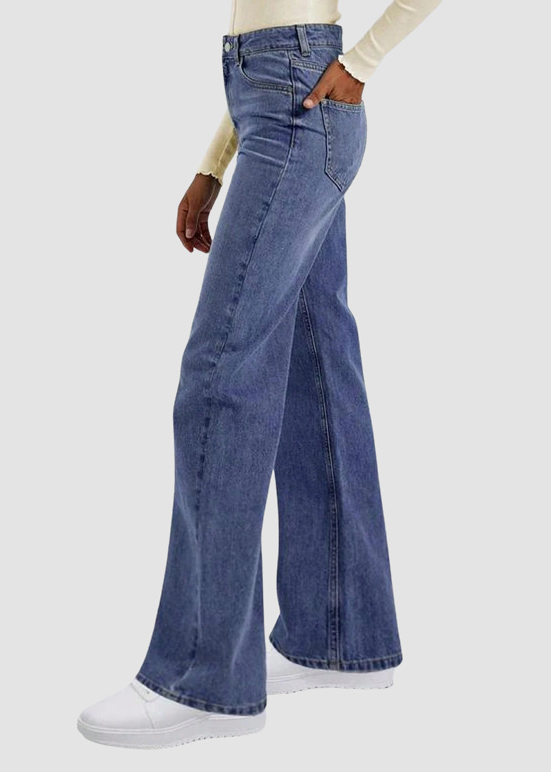 Women’s Minimalist High-Waist Stretch Wide-Leg Jeans