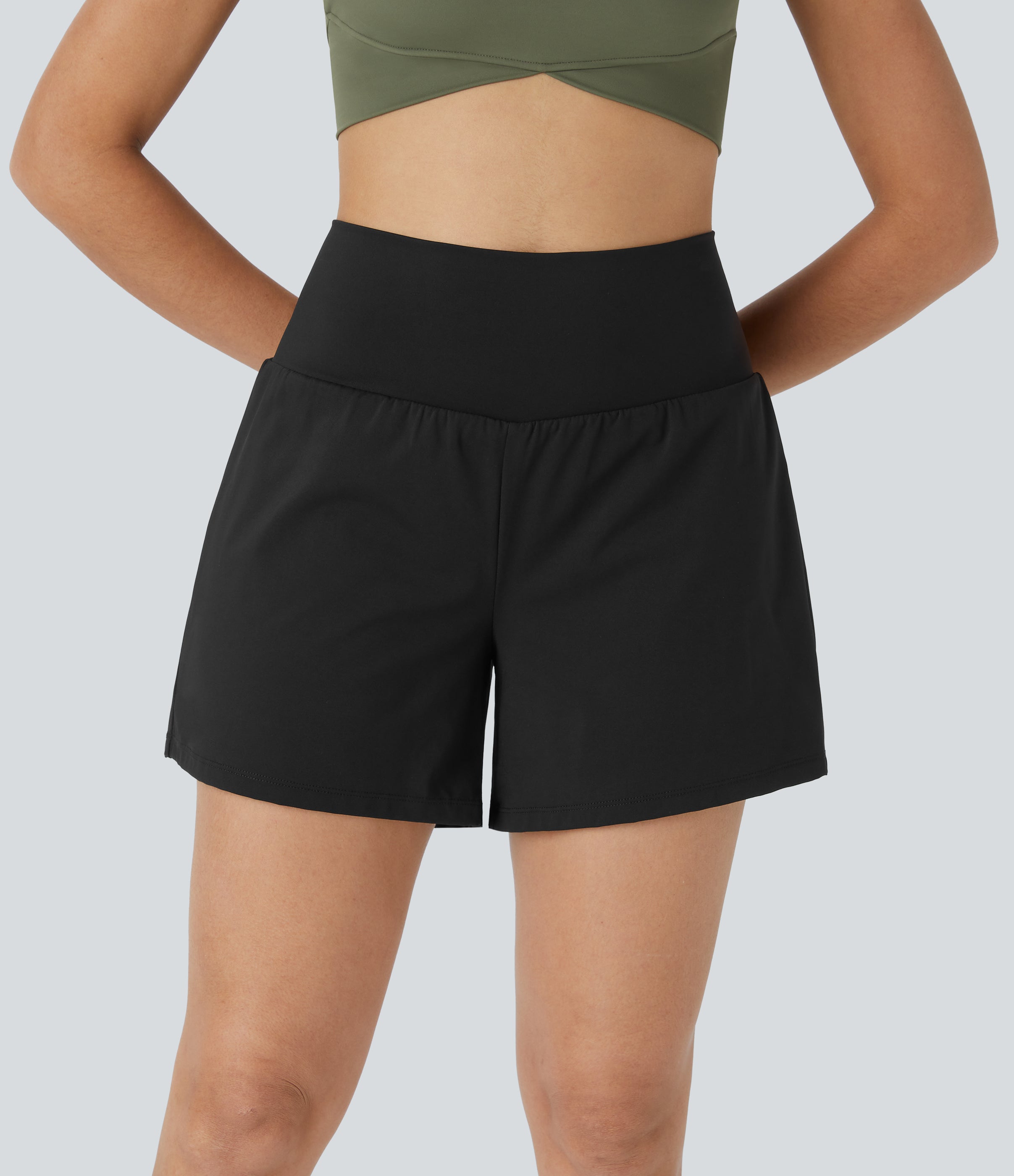 2026🔥UK Super High Waisted Back Pocket & Side Hidden Pocket 2-in-1 Yoga Shorts