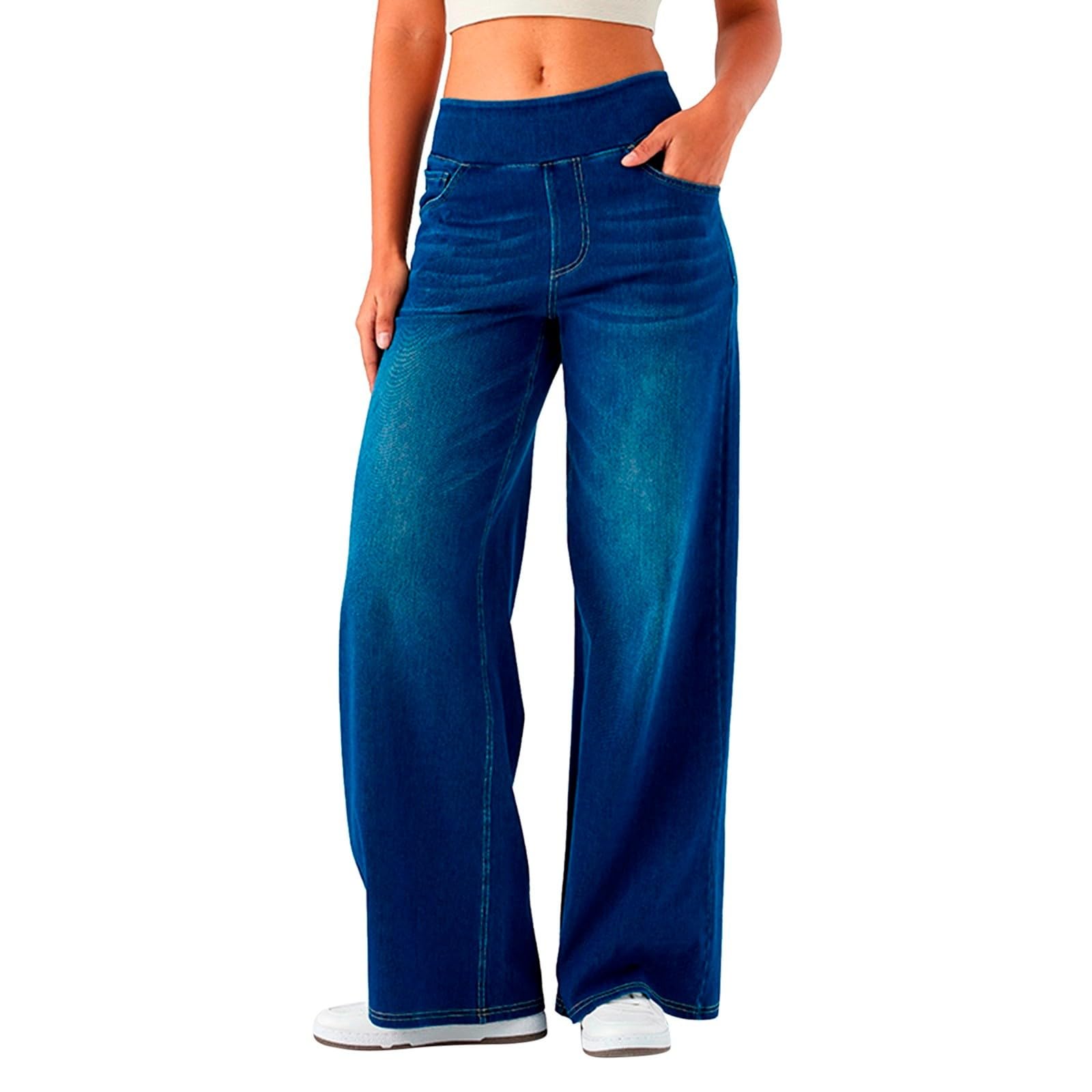 2026🔥FlexTM High Waisted Multiple Pockets Washed Stretchy Knit Casual Bootcut Jeans